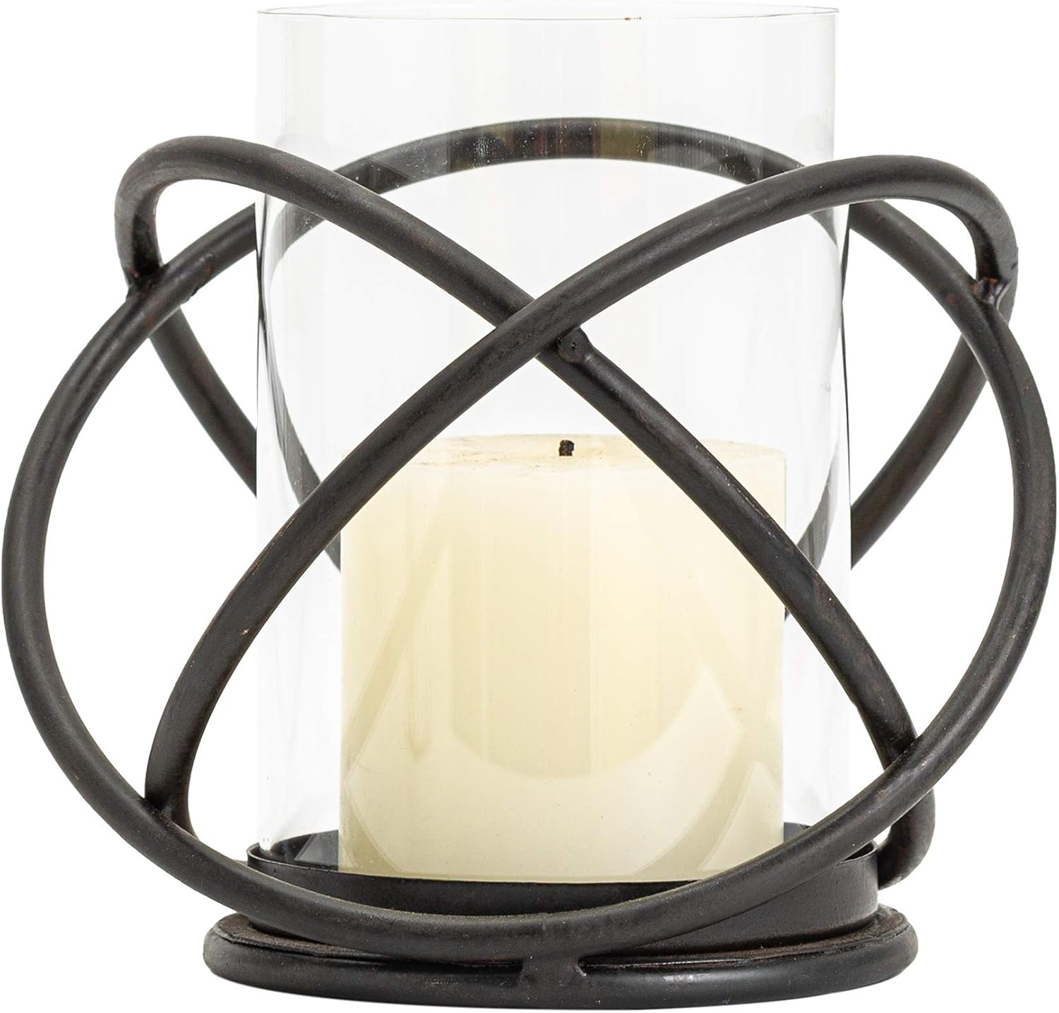 Hurricane Glass Pillar Candle Holder Craftsmanship with Removable Glass for Halloween, Christmas, Thanksgiving, New Year, Wedding Party Anniversary Home Decor (Black)