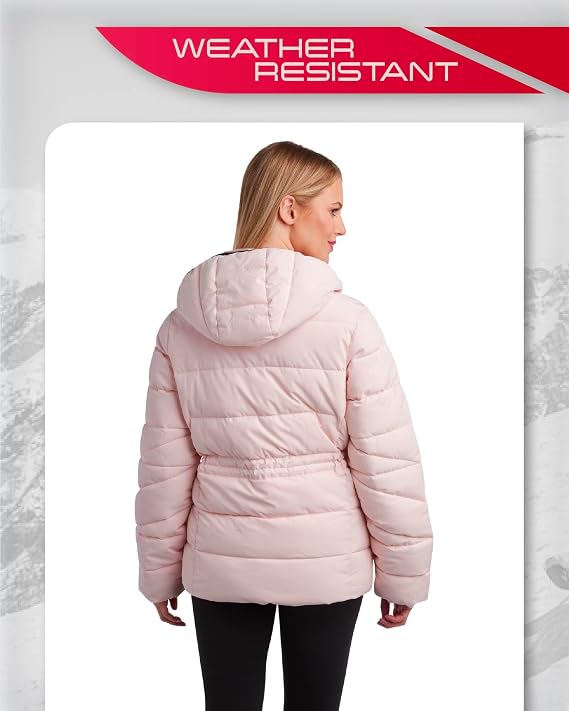 Spyder Women's Puffer Jacket - Water-Resistant Insulated Winter Coat with Cinched Waist - Womens Hooded Quilted Jacket (S-XL)