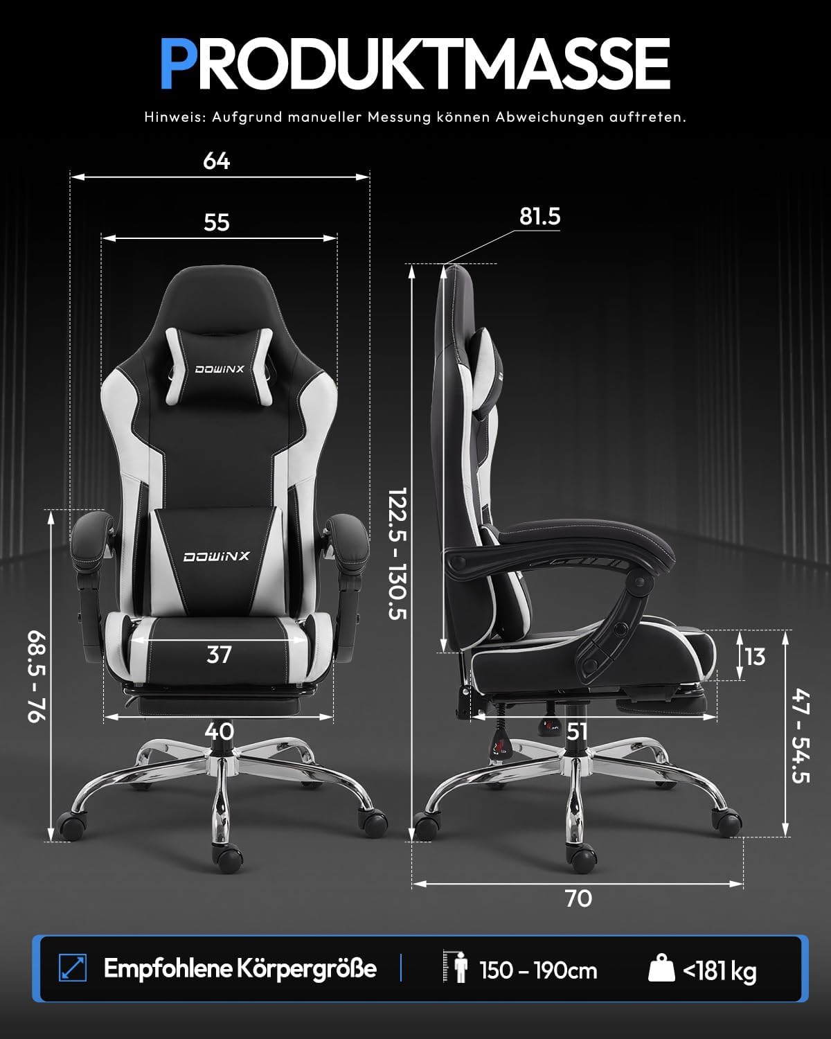 sedia da gaming ergonomica con massaggio e poggiapiedi - Sedia gaming - Immagine 2
