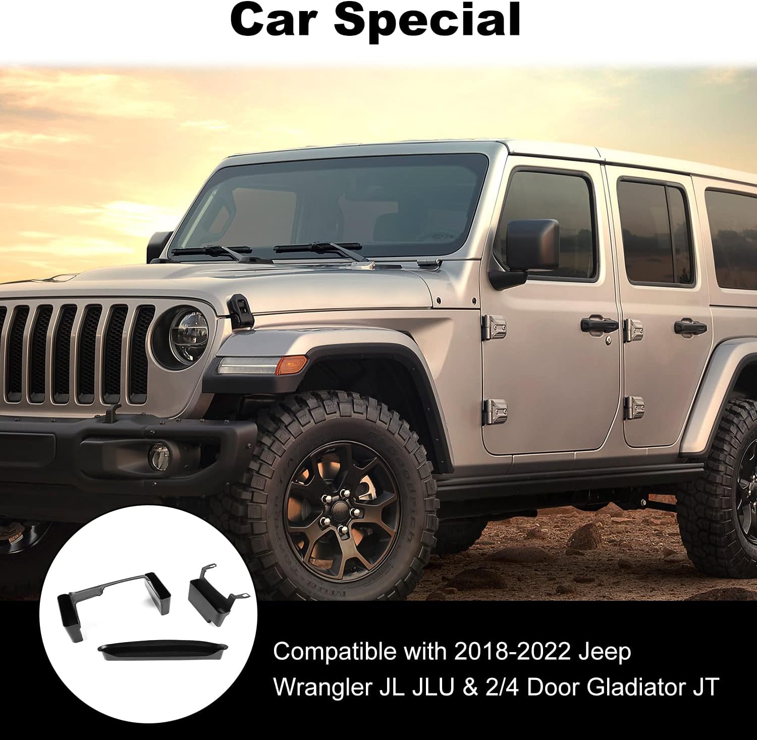 JWWY Gear Shift Passenger Armrest Storage Box Grab Handle Gear Organizer Tray for 2018-2023+ Jeep Wrangler JL JLU & 2/4 Door Gladiator JT Interior Accessories 3PCS