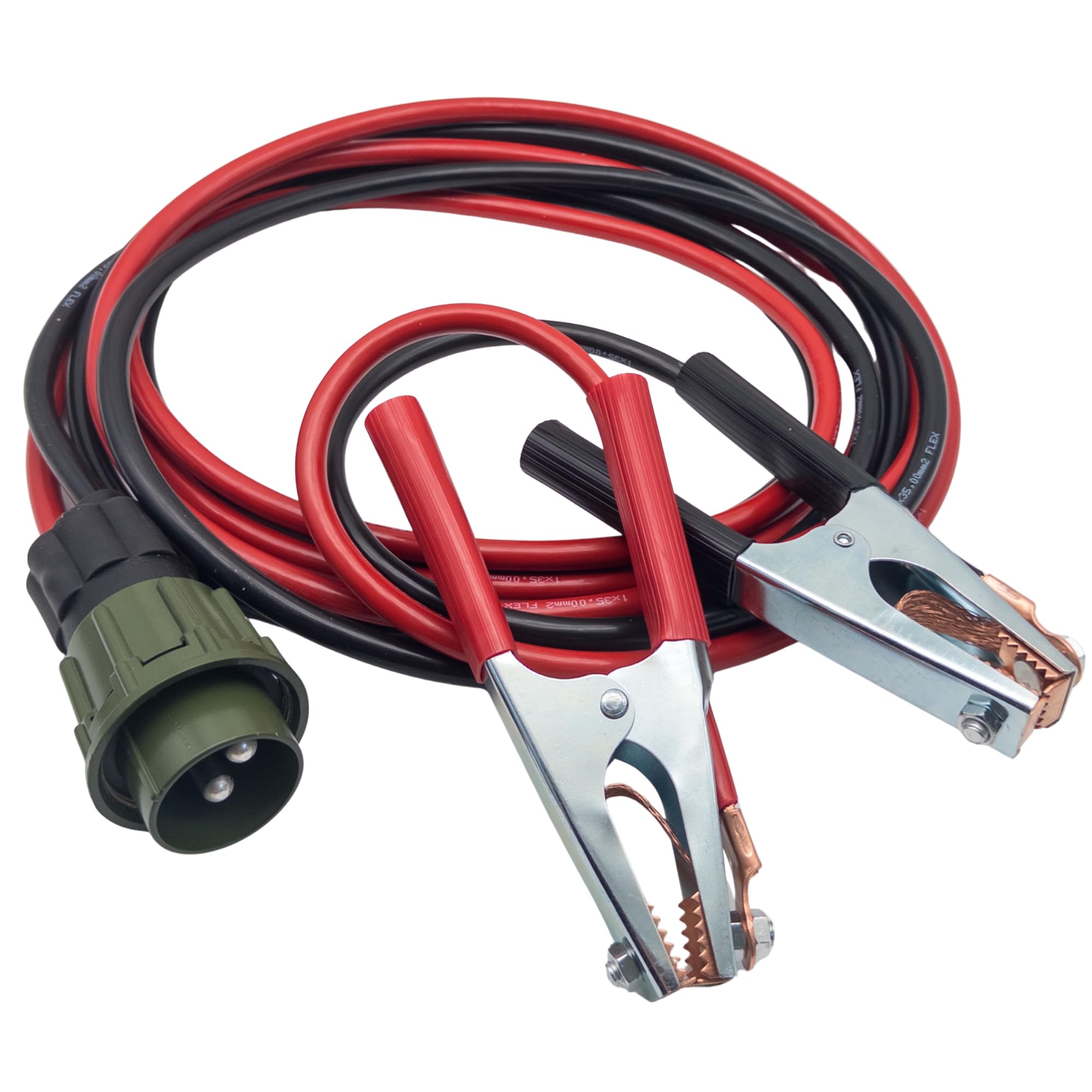 Cable de arranque con conector OTAN de 4 m, 35 mm², 2 pines, 12/24 V, para camiones, vehículos comerciales, militares, tractores y maquinaria de construcción