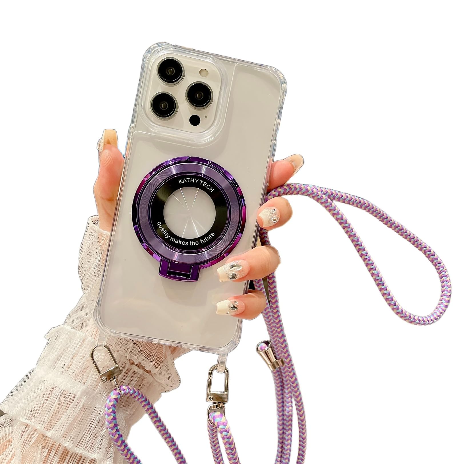 iPhone 13 Mini Magnetic Phone Chain Phone Chain Clear Protective Case Cover with Ring Holder TPU Silicone with Hanging Lanyard Shockproof for iPhone 13 Mini