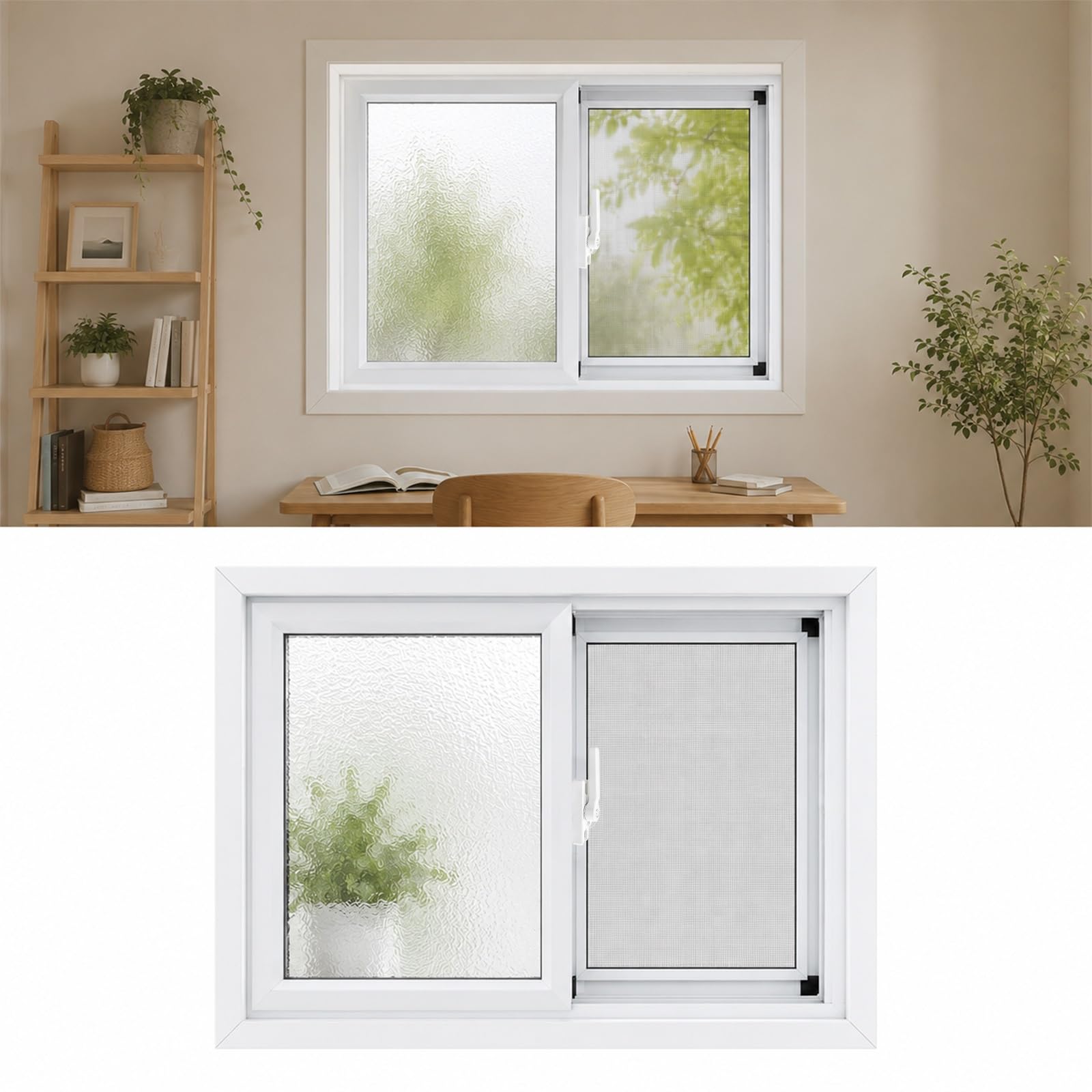 Fenêtre en verre trempé 5 mm de sécurité avec moustiquaire amovible 17x24