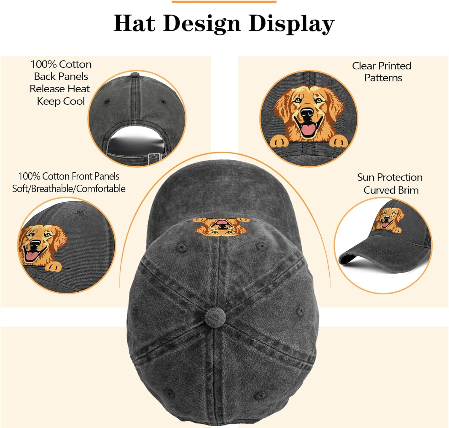 Dog Gifts Dogs Baseball Cap Printed Cute Doggie Adjustable Denim Hats Dog Lover Gifts for Women Men - Image 4