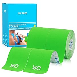 OK TAPE Kinesiology Tape 10 inches Precut, 20 Strips, Cotton Elastic Athletic Tape Latex Free, 2inch x 16ft, 2 Rolls Lime