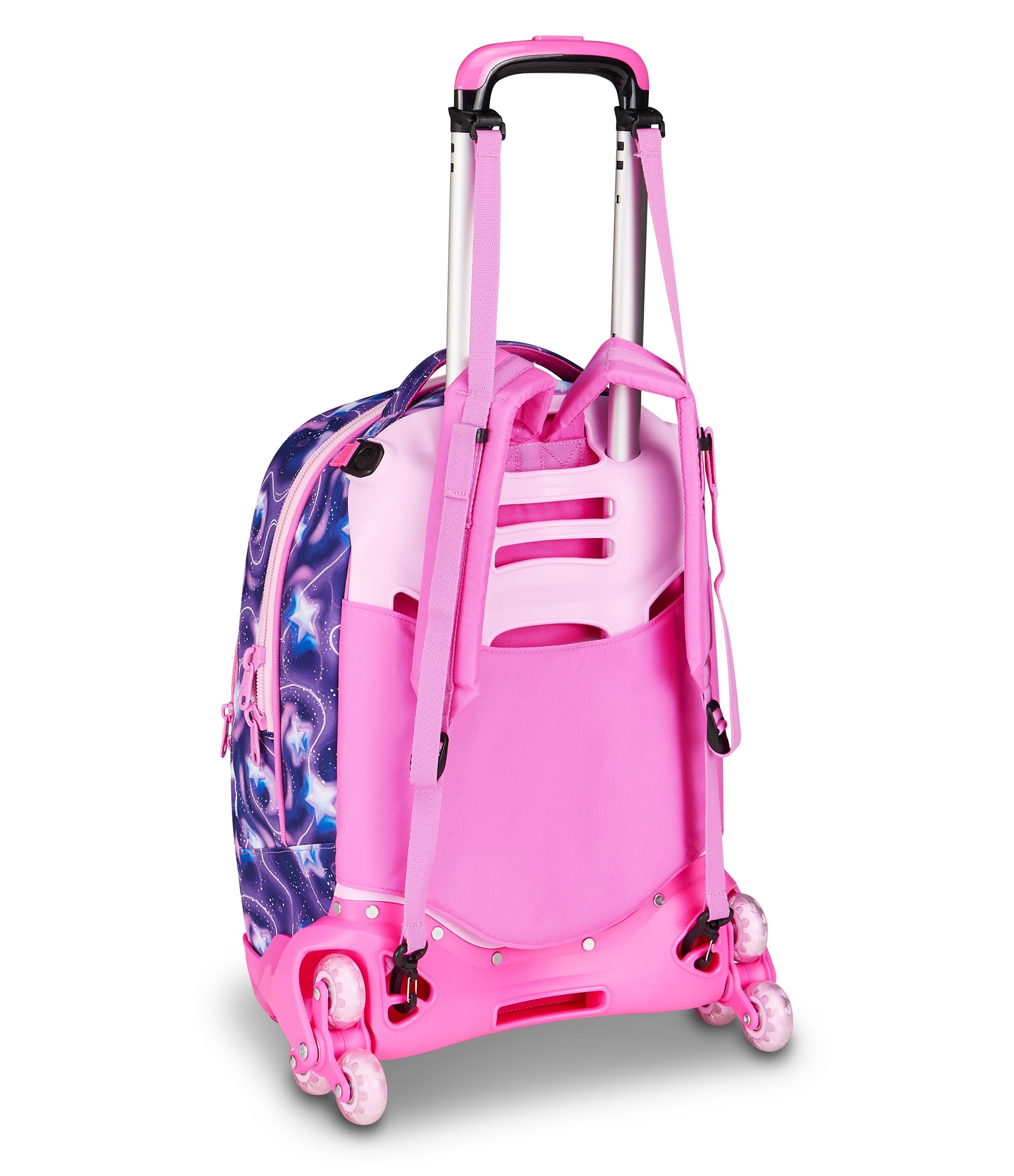 SJ GANG STYLE JAM GANG Trolley Scuola Jack 8 ruote FLUFFY PINK GIRL, Viola, 34 L, Scomponibile, Uso Zaino, Cross-over System, Spallacci a scomparsa, Tasca portaborraccia, Elementari e medie, Bambina