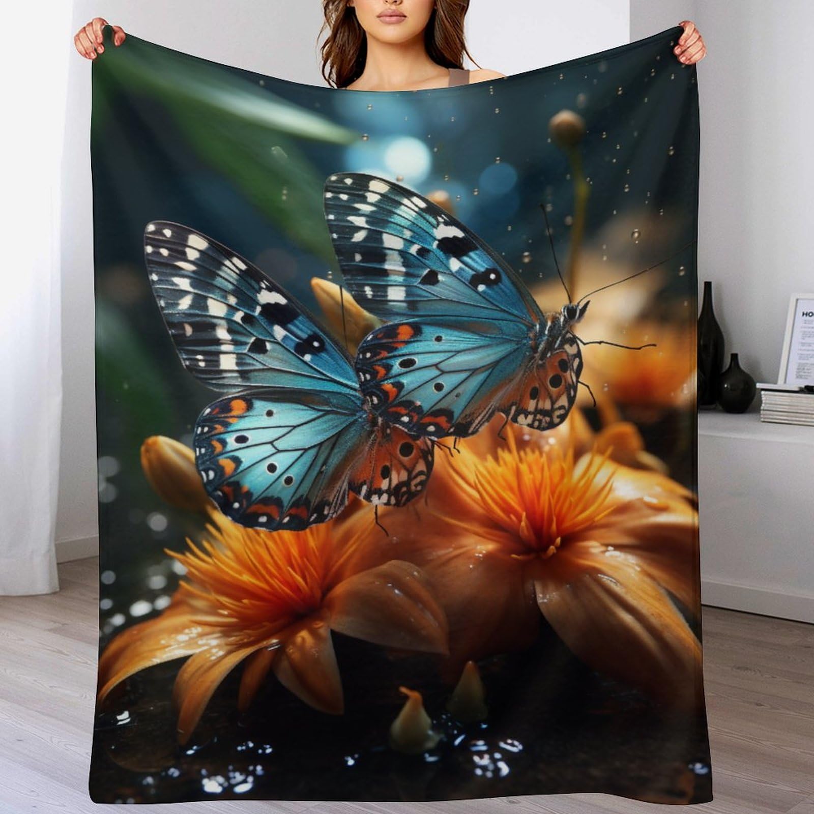 Couverture respirante papillon en flanelle douce pour toutes saisons