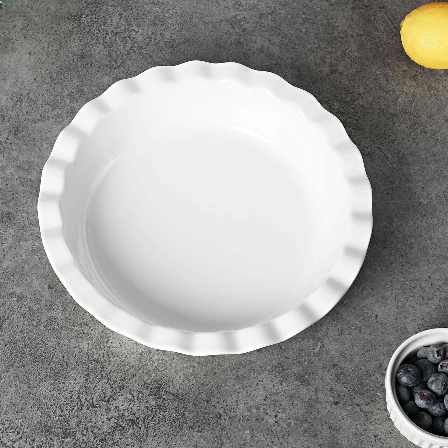 ONTUBE Molde para tartas de cerámica de 25 cm para tartas, latas redondas para hornear, apto para horno, juego de 2 unidades (blanco crema)