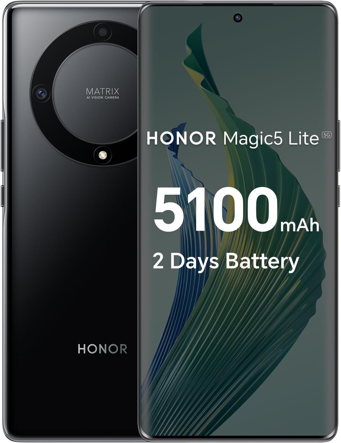 Honor Magic5 Lite Dual-SIM 256GB ROM + 8GB RAM (Only GSM | No CDMA) Factory Unlocked 5G Smartphone (Midnight Black) - International Version