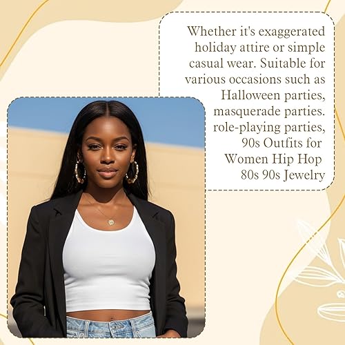 Miniatura 6 de Sibba Bamboo Earring 3 Pair Large Gold Bamboo Hoop Earrings for Women 80s 90s Retro Door Knocker Earrings Hollow Casting Statement Hip Hop Chunky