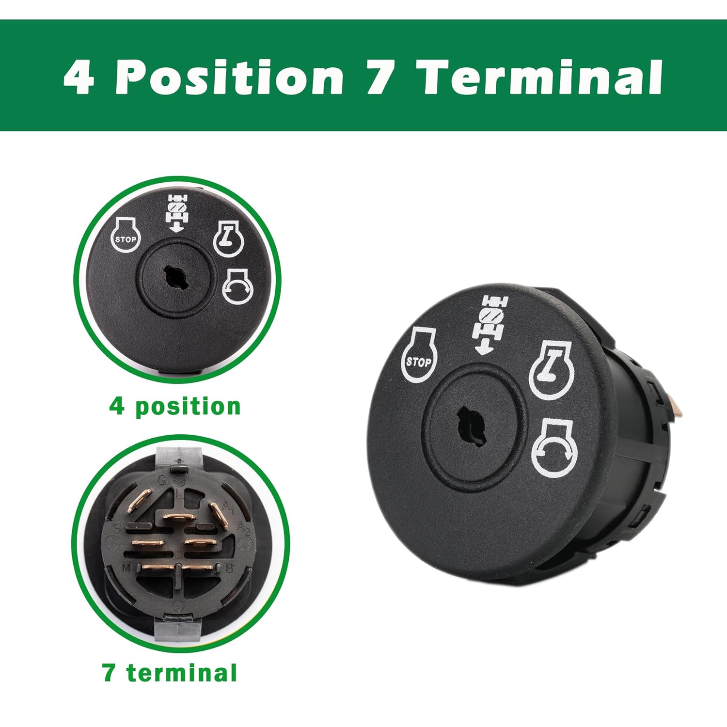 SINTIKI Ignition Switch 4 Position with Keys 532193350 Replace 193350 for Husqvarna LT/LTS/YT/ST/GT Series Craftsman LT1000 LT2000 LT3000 AYP Sears Poulan Riding Lawn Mower Tractor