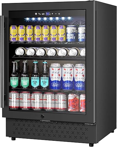 Miniatura 11 de Refrigerador de vino y bebidas, enfriador de bebidas de 24 pulgadas, doble zona con puerta de vidrio, refrigerador de bebidas debajo del mostrador