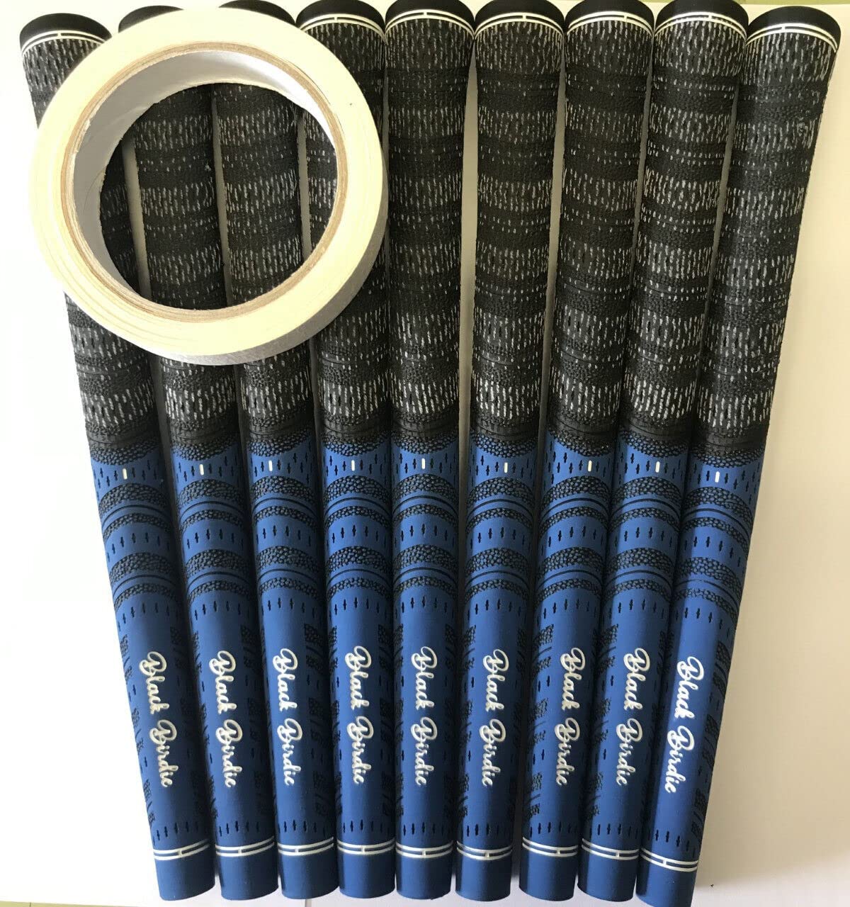 9 blue and Black mens midsize black birdie Dual Compound Golf Grips corded