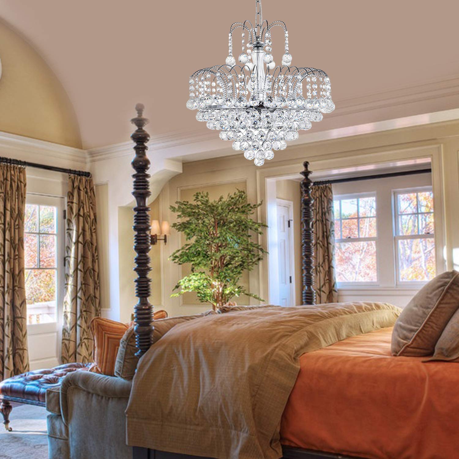 A1A9 Modern Crystal Chandelier Clear K9 Crystal Ball Raindrop Ceiling