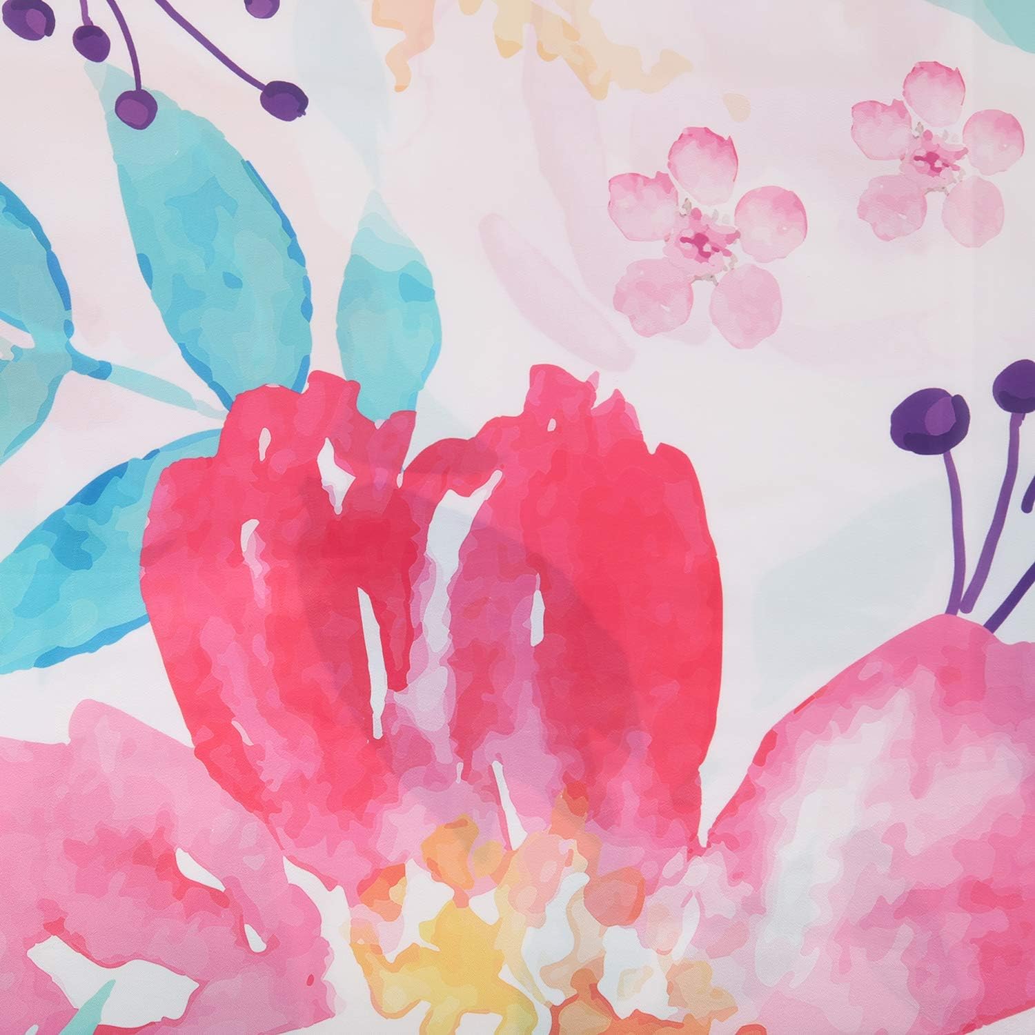 RosieLily Pink Floral Shower Curtains for Bathroom Flower Shower Curtain Watercolor Girls Shower Curtain Set with Hooks Pretty Colorful Flowered Bathroom Decor, 72" W x 72" H