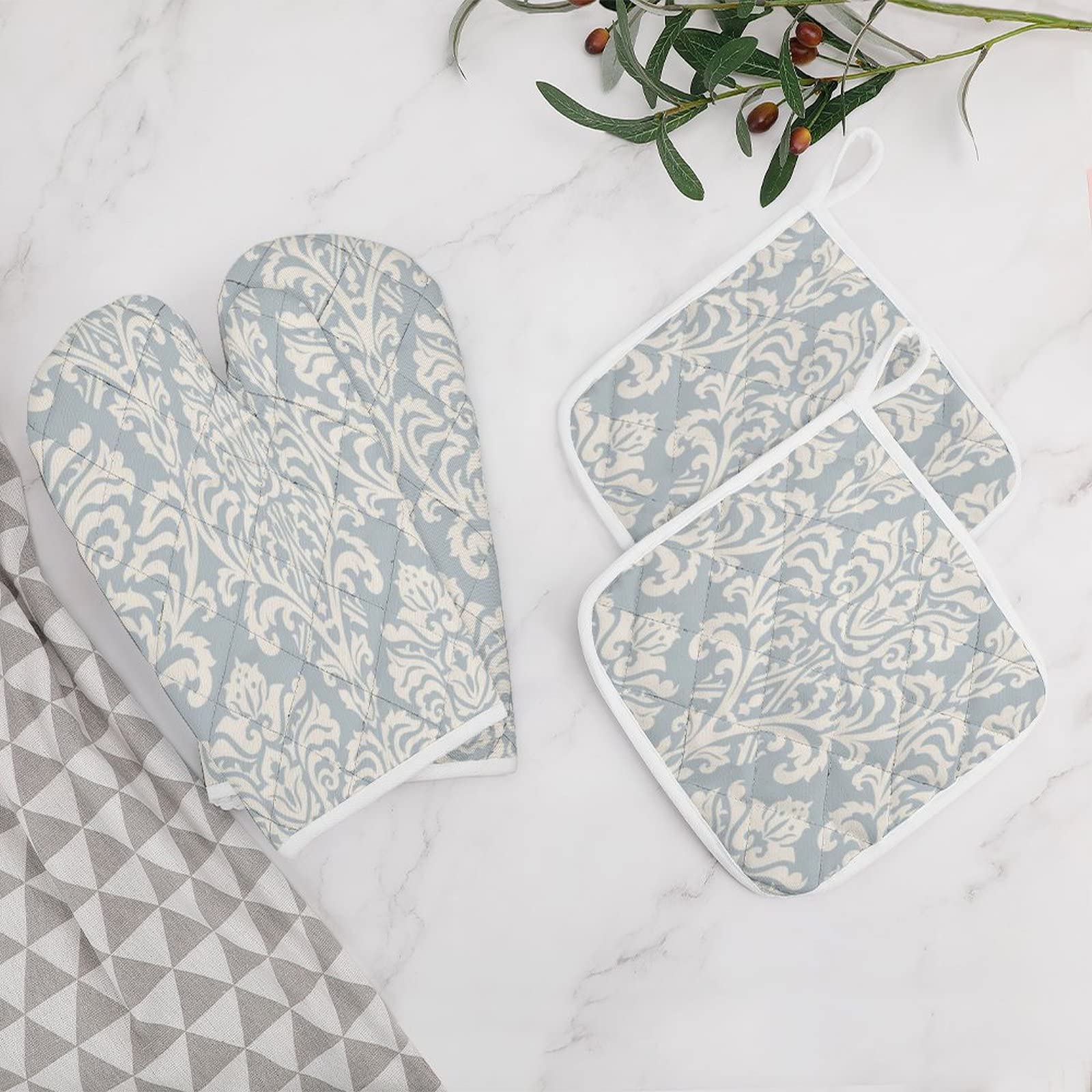 Hippie Art Topfhandschuhe & Topflappen Set (2-teilig) – Bunt, Isoliert, Perfekt Für Backen, Grillen & Küche