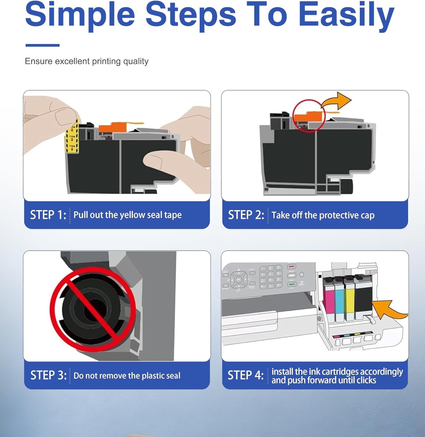 LC501BK LC501C LC501M LC501Y Ink Cartridges Compatible for Brother LC501 LC501 XL Ink MFC-J1360DW MFC-J1410DW MFC-J1260W Printer Ink (5 Pack 2Black 1Cyan 1Magenta 1Yellow)