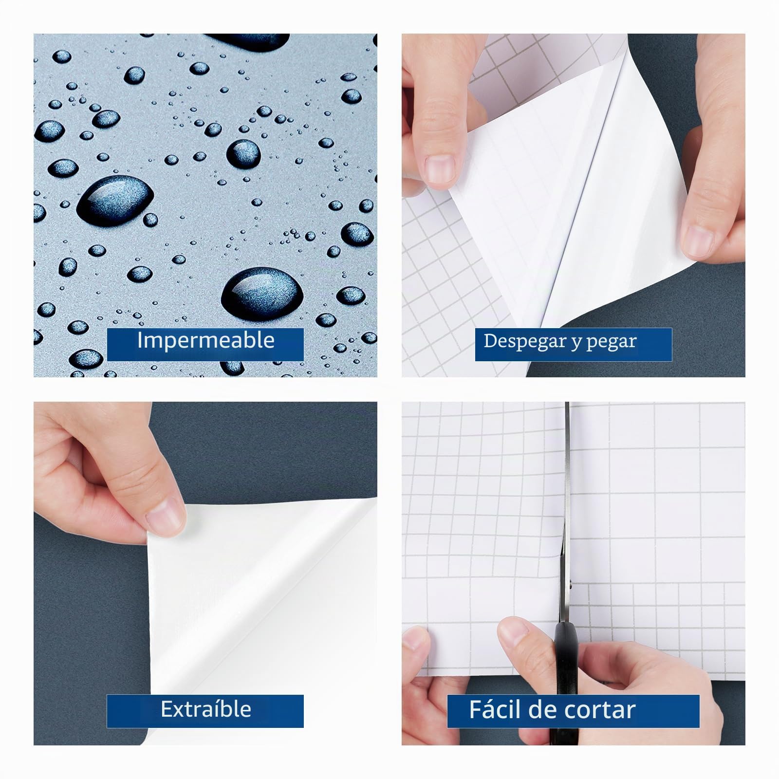 FunStick 60CMx5M Papel Adhesivo para Muebles Cocina Azul Vinilo Adhesivo Color Metalico Papel Pintado para Armarios Refrigeradores Impermeable Vinilo Pared Azul Dormitorio Vinilos Encimera Mesa Cocina
