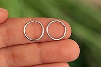 Vista 39 de Gold Hoop Earrings Silver Hoop Earrings - Hoop Earrings For Women Two Pcs Of Thin Gold Filled Sterling Silver Hoops, Helix Hoop, Tragus Ring