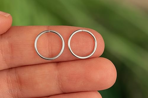 Miniatura 39 de Gold Hoop Earrings Silver Hoop Earrings - Hoop Earrings For Women Two Pcs Of Thin Gold Filled Sterling Silver Hoops, Helix Hoop, Tragus Ring