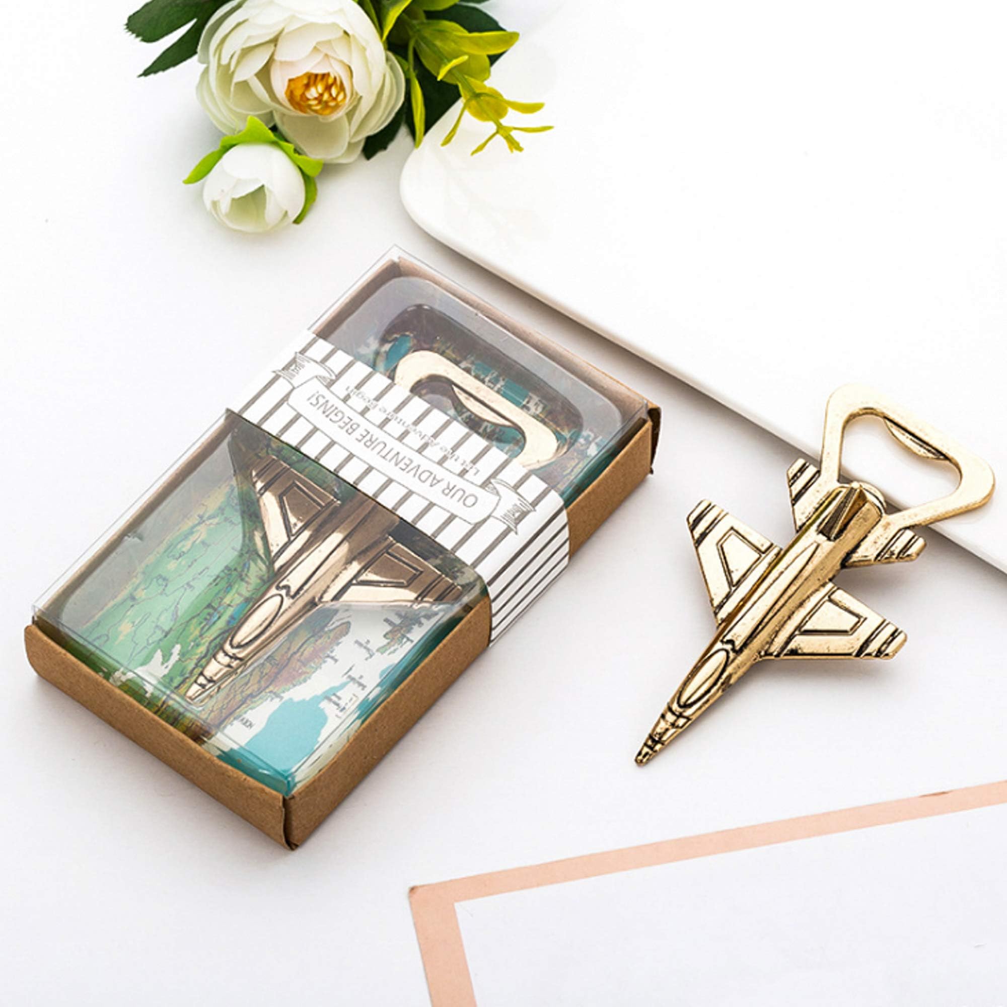 Jet Plane Bottle Opener - Aviation Gifts for Pilot - Airplane Decor - Birthday Gift for Veteran - Plane Beer Bottle Opener in Gift Box - Perfect Travel Gift (Jet)