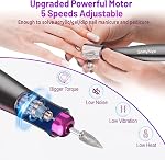 Cordless Electric Nail Drill 35000 RPM, Professional Portable Nail File for Acrylic Nails & Gel Polish Removal, Low Vibration & Heat E-file with 11 Drill Bits, Salon-Quality Manicure Pedicure Kit (Matte Gray)