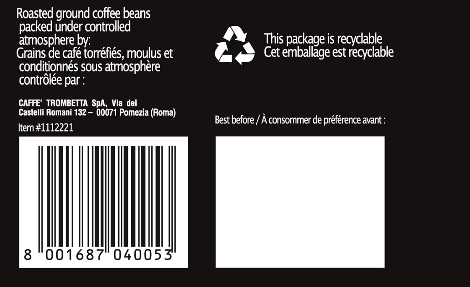 Trombetta l'espresso Decaffeinato,13.0 Pound(Pack of 8)