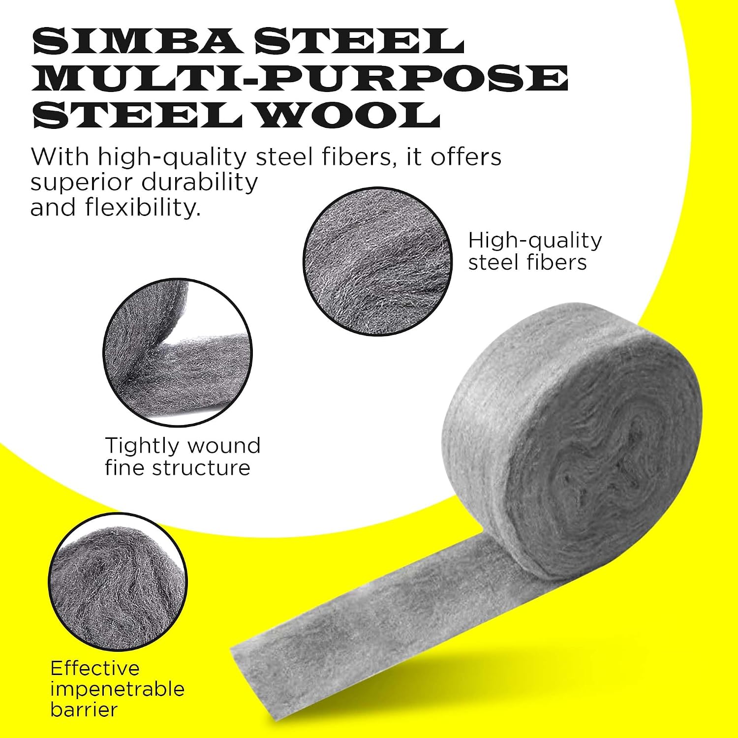 Steel Wool Mice Control, Multipack 3" x10 Ft Hole Filler (6) | Hole Filler, Gap Blocker, Barrier, Protect Against Animals in Holes, Siding, Pipeline, Vents for Garden, House, Garage