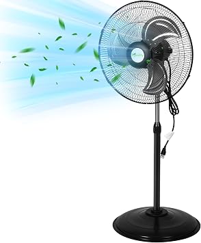 hykolity 18" 3850 CFM High Velocity Pedestal Oscillating Fan, 3-Speed Heavy Duty Industrial Metal Standing Fan with Aluminum Blades for Garage, Warehouse, Commercial and Residential