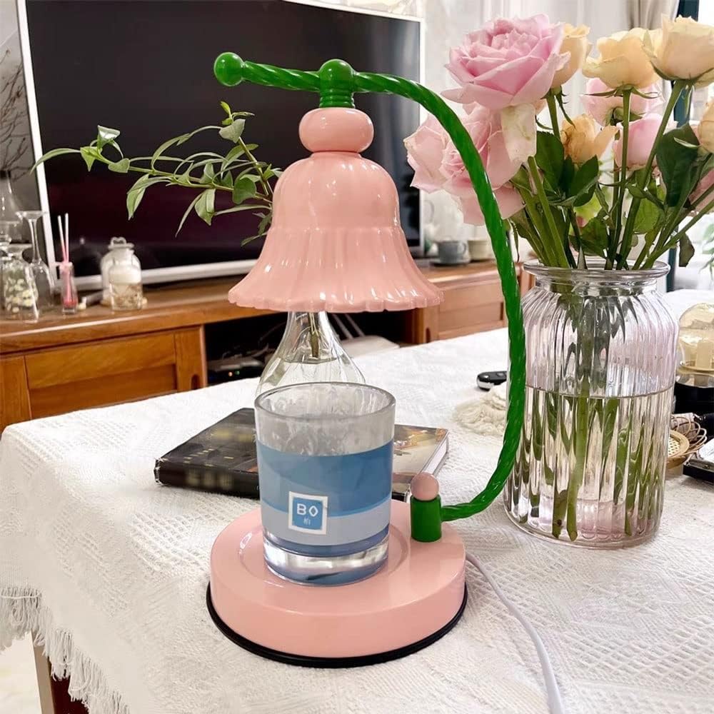 Elektryczny podgrzewacz świec w kolorze różowym, kreatywna lampa biurkowa do aromaterapii do topienia wosku od góry.