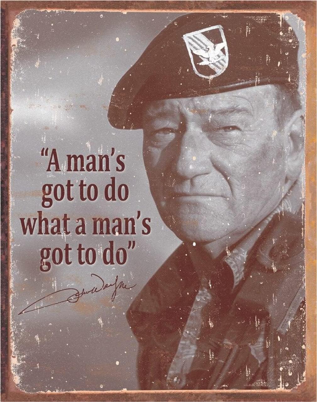 Desperate Enterprises John Wayne - Courage Tin Sign - Nostalgic Vintage Metal Wall Décor - Made in USA