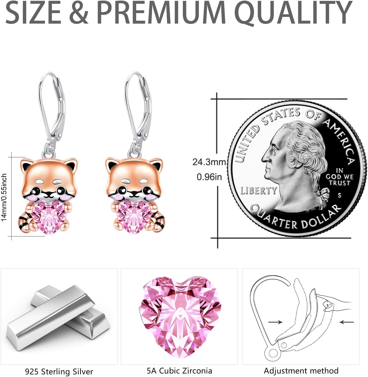 CUOKA MIRACLE Red Panda Earrings for Women 925 Sterling Silver Animal Cute Panda Earring Dangle Drop Earrings Jewelry Gift for Women Friends on Birthday Mother's Day - Image 5