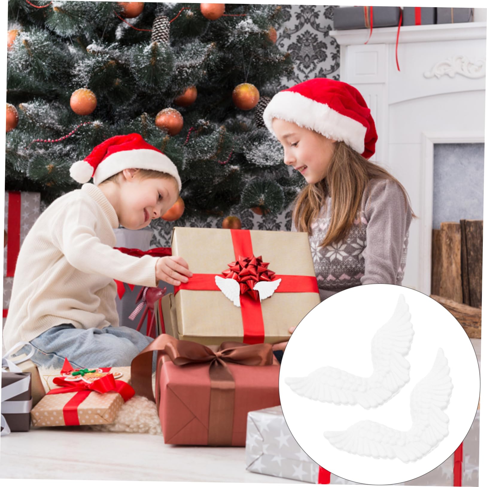 VILLCASE 72piezas Accesorios De De Ángel De Plástico Para Decoración Navideña Ornamentos Para Manualidades y Adornos De Árbol De Navidad