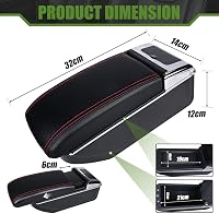 OYHCM Mitsubishi Mirage Space Star Középkonzol Kartámasz Dupla Tárolóval Fekete Bőr - Schwarz mit Rot, Without USB and with holder 3