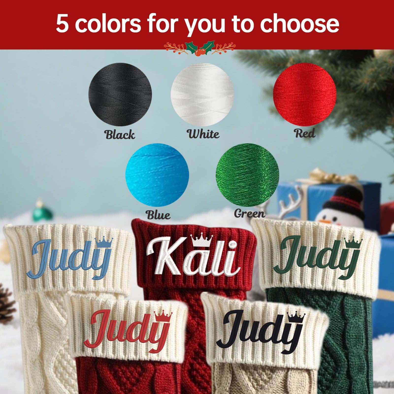 Calze con nomi ricamati personalizzati, Natale, nome personalizzato 45,7 cm, calza di Natale lavorata a maglia grande per decorazioni da appendere al caminetto