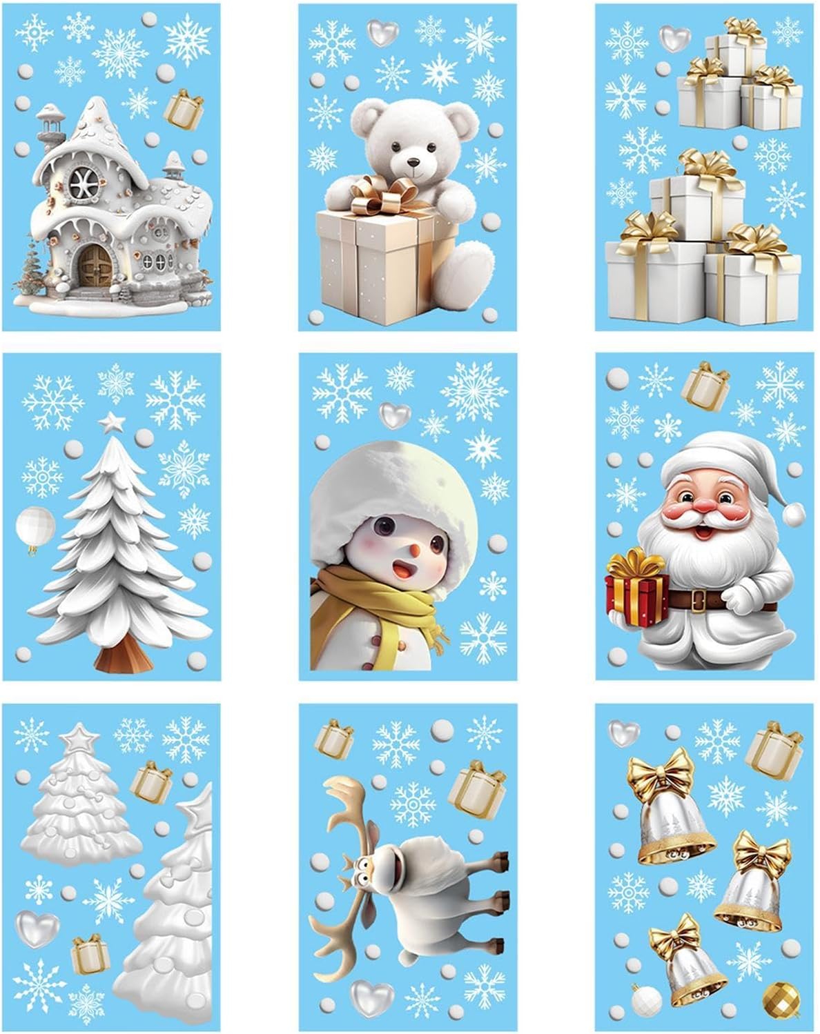 Amazon.de Christmas Window Stickers 9 Sheets Of Seasonal Decorative