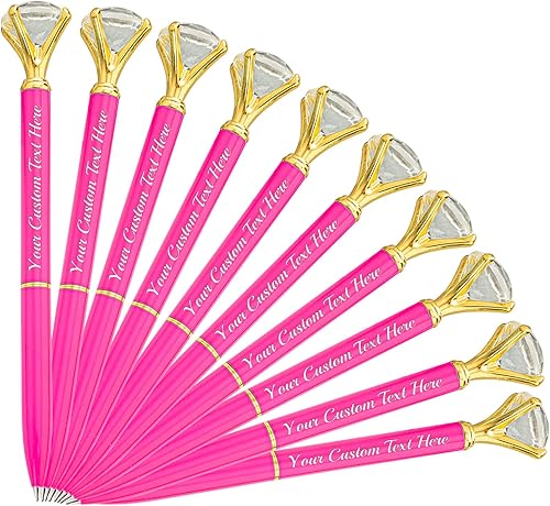 10 bolígrafos de diamante con cristal, bolígrafos personalizados a granel con grabado sin nombre, bolígrafos de diamante personalizados, lápiz