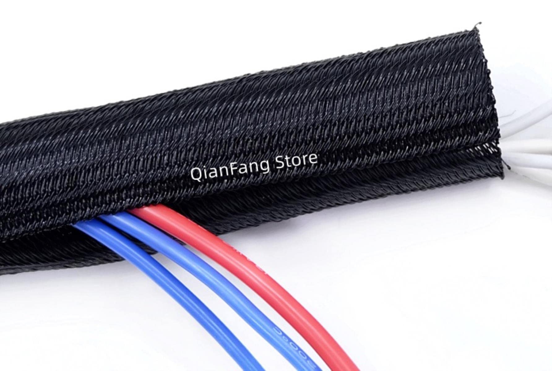 Manguito de Cable expandible Auto Cerrado Pet Trenzado Gestión Línea automática Superposiciones Telar Flexible Tubo de Tubo Dividido Organizador de Envoltura de Alambre-Negro, 32 mm, 5 m