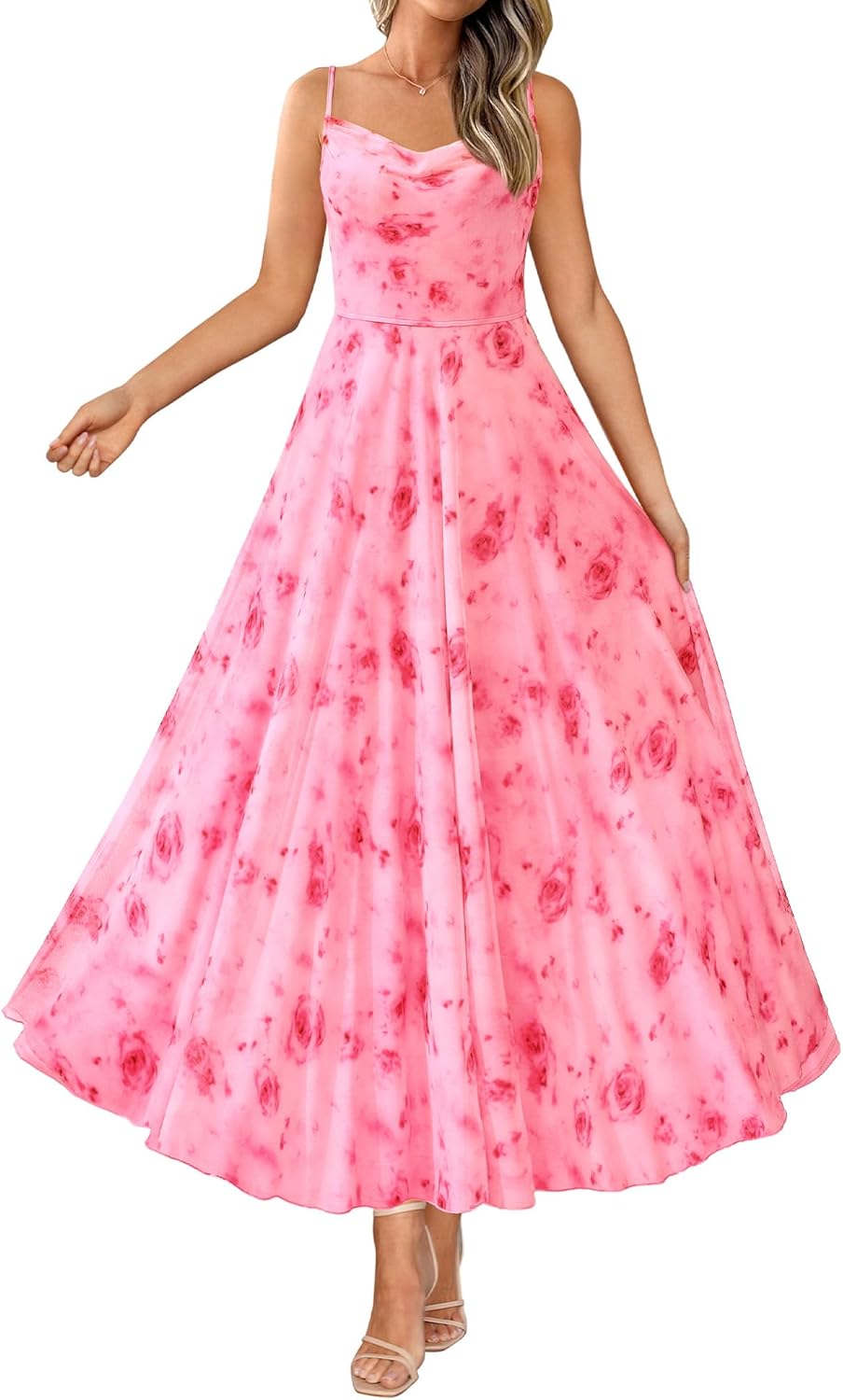 BTFBM Women Summer Floral Maxi Dresses Elegant Spaghetti Strap Dress Printed Party Dress Beach Long Dresses