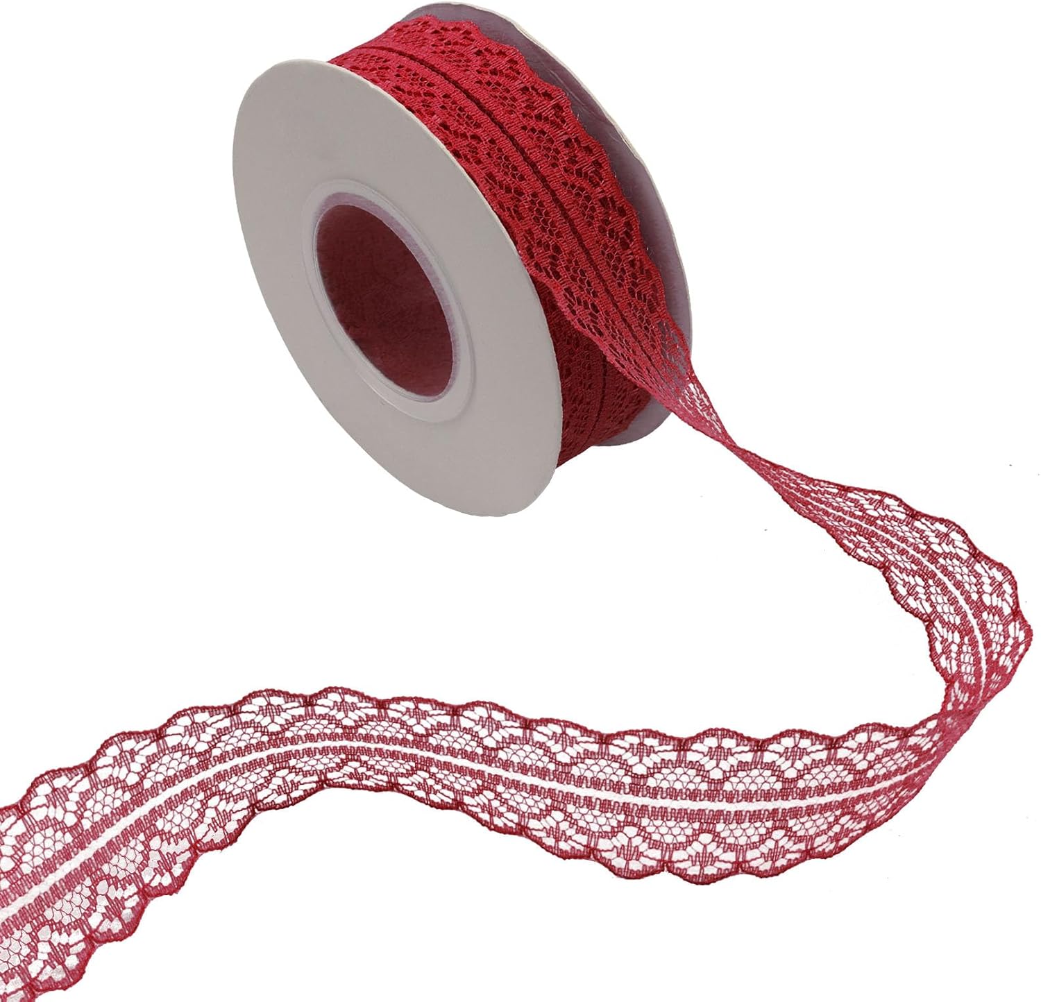 25 Yards 1.2 Inch Wide Red Lace Trim Ribbon