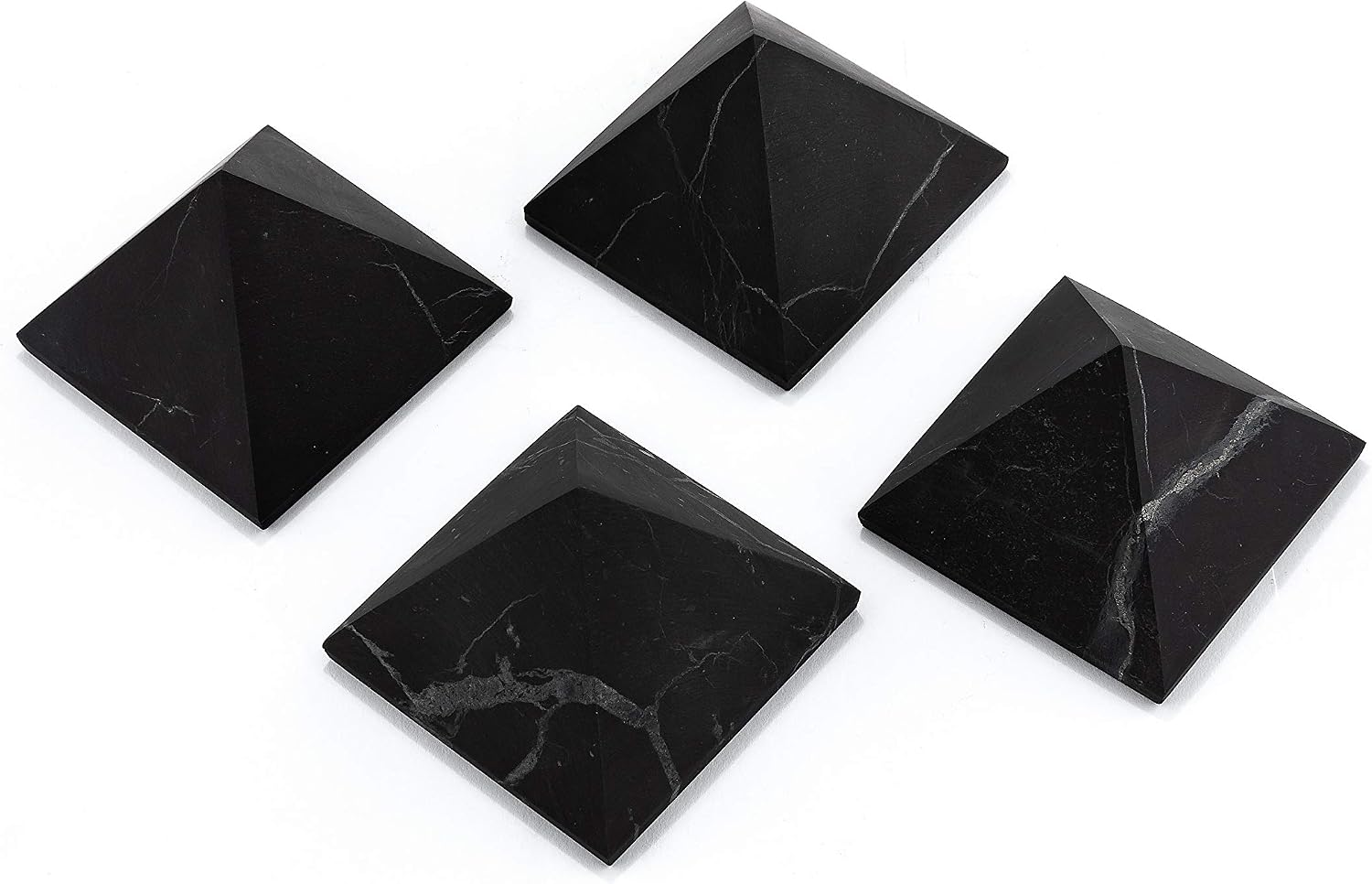 KASHU - Unpolished Shungite Pyramid | Gem and Healing Shungite Stones from Karelia - Authentic Shungite Jewelry - 4 Units x 2 inches