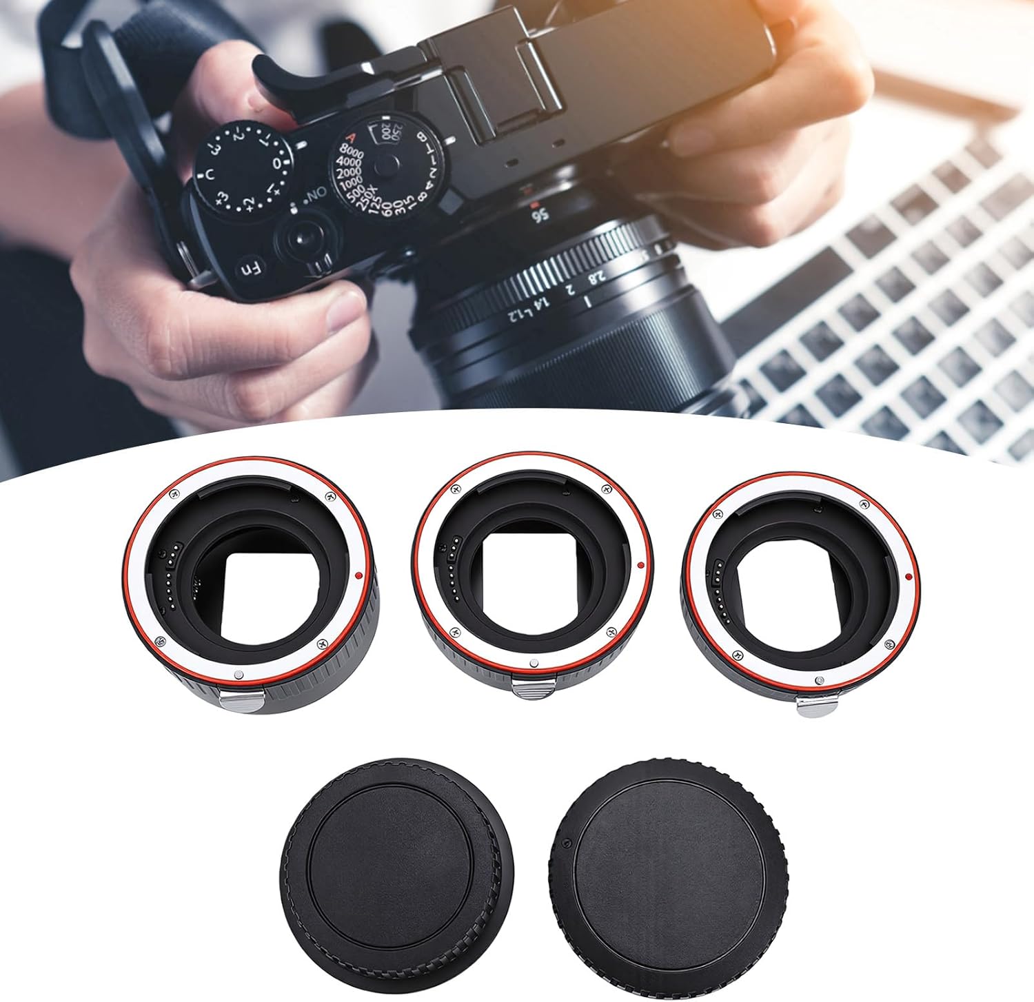 Zyyini Macro Extension Tube Set, 13mm 21mm 31mm Macro Extension Lens Adapter Tube Rings Set with Auto Focus for EF EF S Mount DSLR Cameras, for Photography