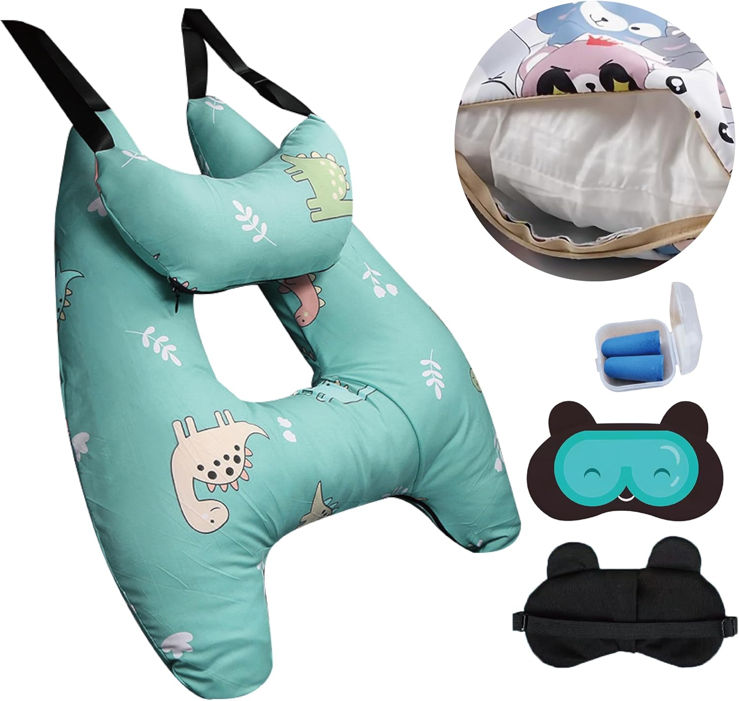 Car Pillow for Kids, Kids & Adults Car Neck Head Support Cushion Set,Travel car seat Safety Pillow,h Shape car Sleeping Pillow Kids,Pillow case can be Disassembled and Washed (F)