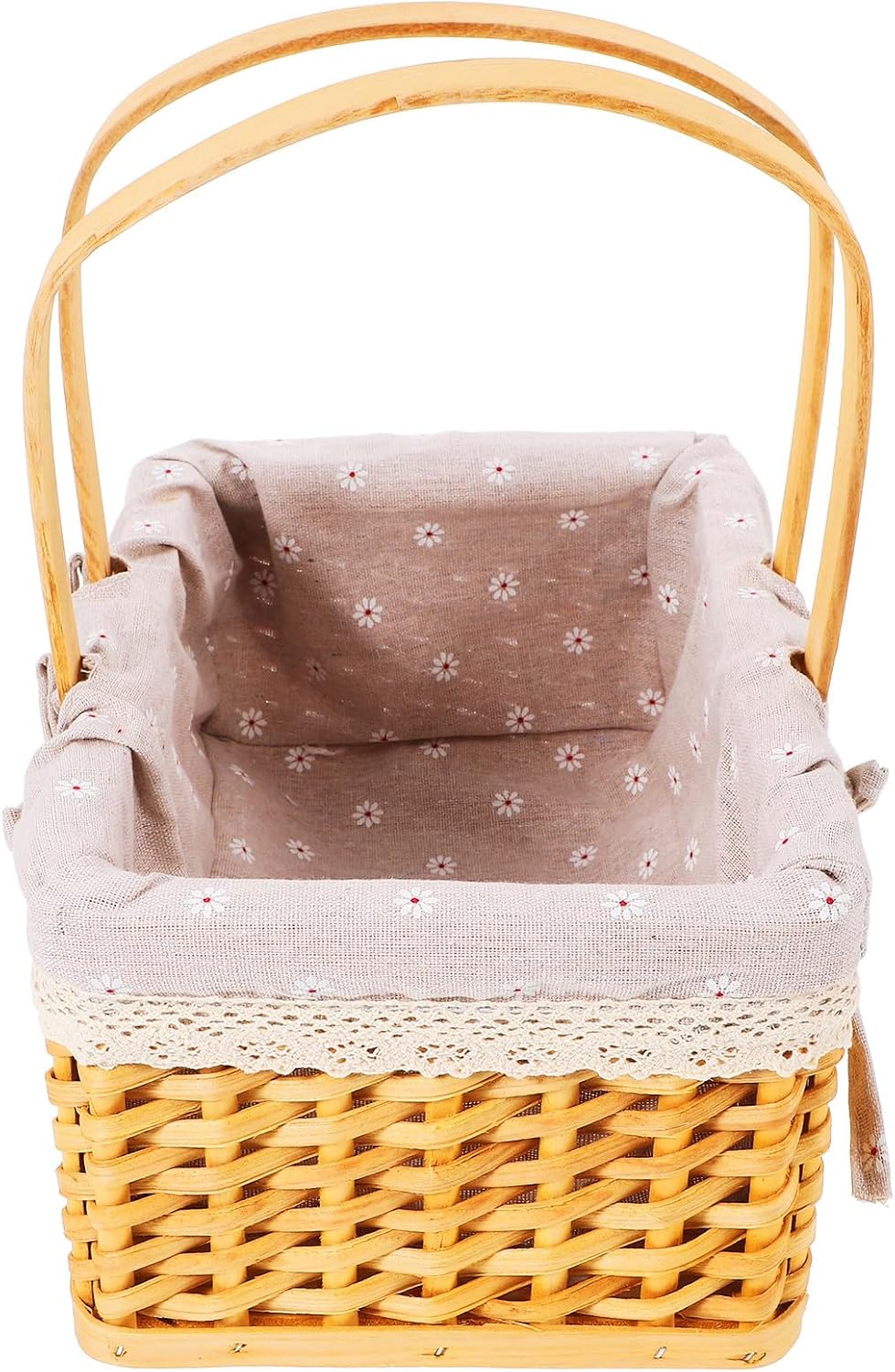 Handmade Wood Woven Egg Basket with Linen Lining Rustic Vintage Storage Basket with Fine Workmanship Suitable for Fruit Shops