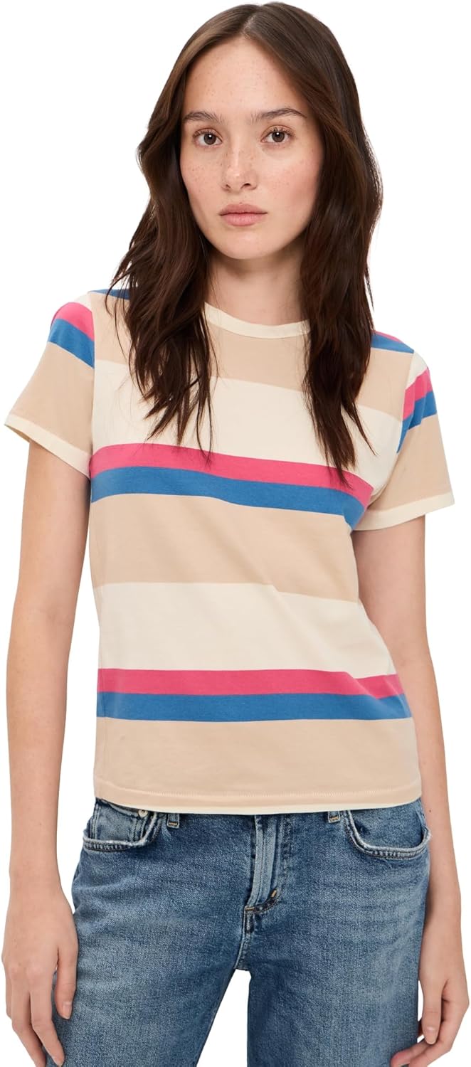 THE GREAT. Women's The Little Tee, Study Hall Stripe, XS