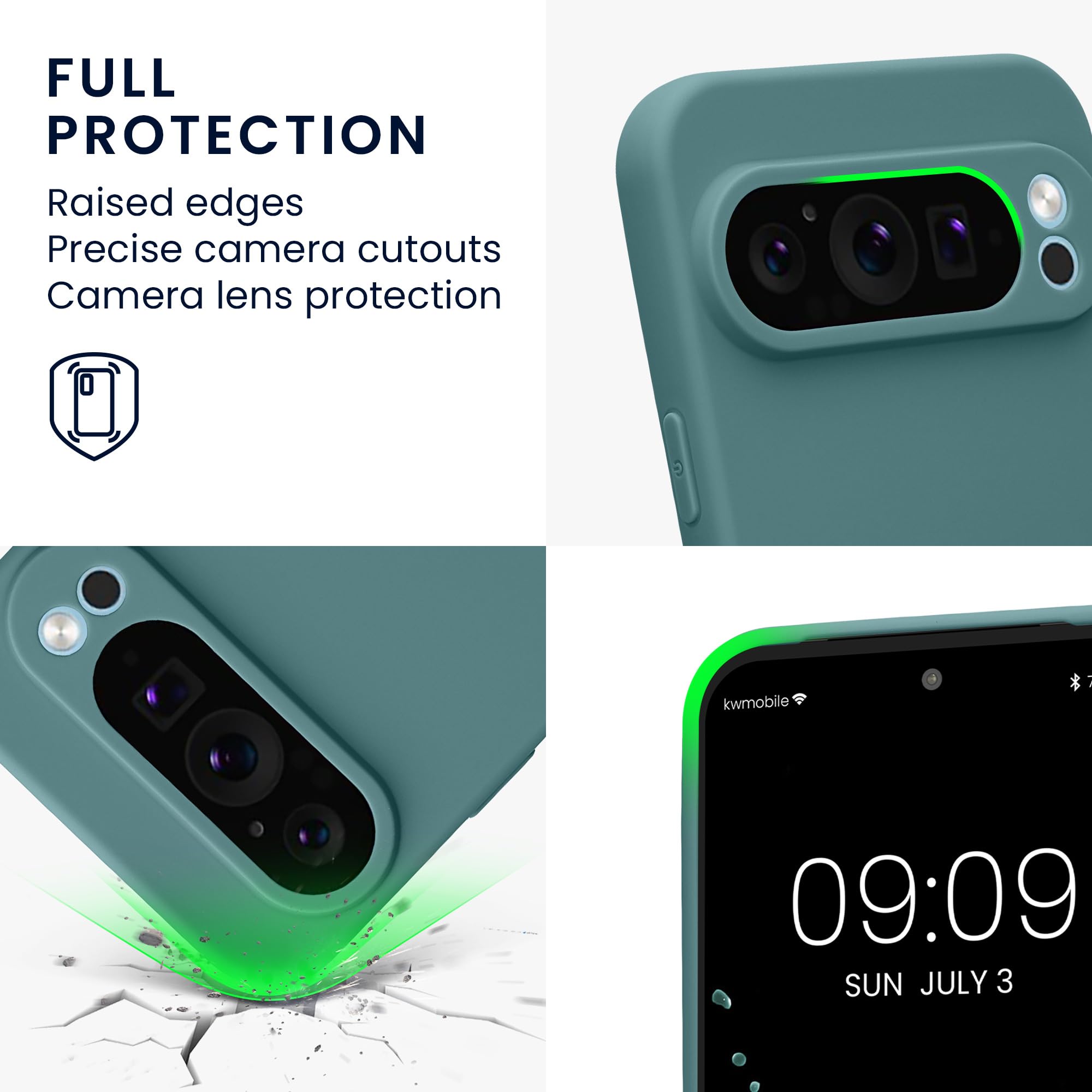 kwmobile Case Compatible with Google Pixel 9 Pro XL Case - Protective Slim TPU Phone Cover - Soft Matte Finish - Arctic Night - Image 3