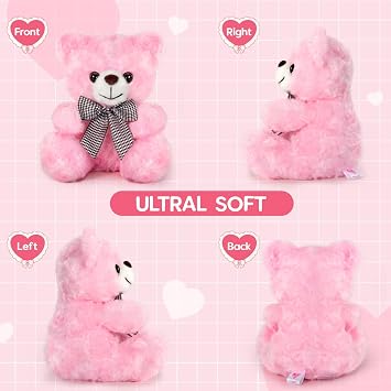 Pink Teddy Bear Stuffed Animal, 8 Soft Bear Stuffed Toy-Xmas Bithday Gift