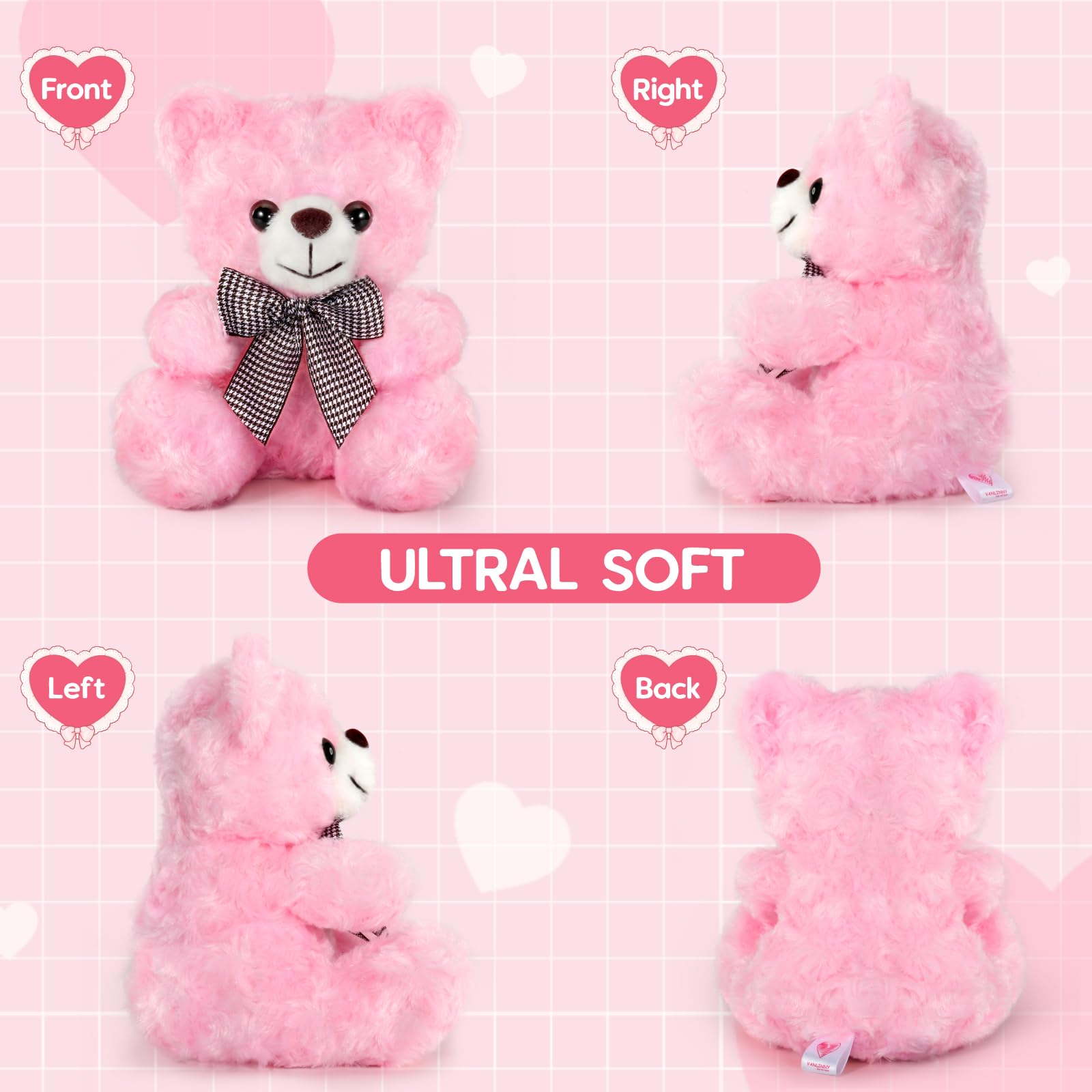 Avokadol Pink Teddy Bear Stuffed Animal - Image 3