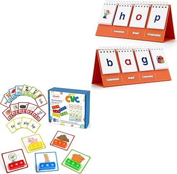 Aizweb CVC Word Game,Phonics Games Flash Cards for Preschool Kindergarten Classroom Supplies,Special Education Reading Manipulative Spelling Toy for Learning Activity Teacher School
