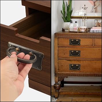 4Pc Drawer Pulls - Antique Furniture Cupboard Knobs & Handles for Bedroom Wardrobe Drawer Cabinet